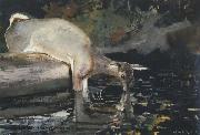 Winslow Homer Deer Drinking (mk44) oil on canvas